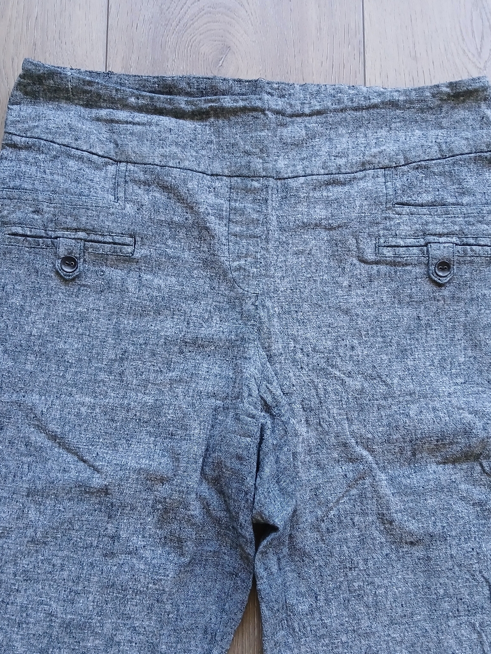 Reitmans Petite Bermuda Shorts Womens 16P Gray Linen Blend Stretch Mid Rise - Picture 2 of 8